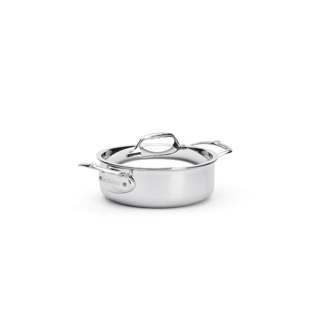 De Buyer Affinity 5-Ply S/S Double Handle Straight Side Saute Pan With Lid