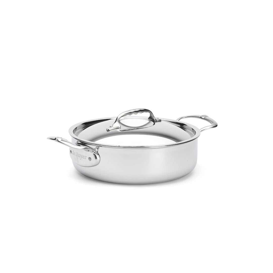 De Buyer Affinity 5-Ply S/S Double Handle Straight Side Saute Pan With Lid