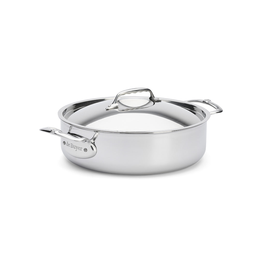 De Buyer Affinity 5-Ply S/S Double Handle Straight Side Saute Pan With Lid