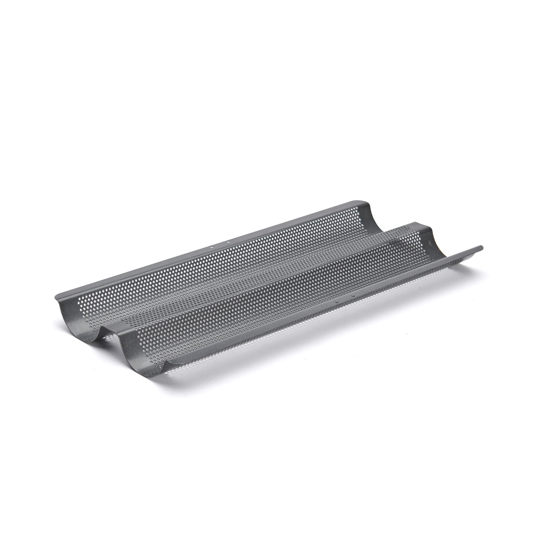 De Buyer Perforated Steel Non-Stick Baguette Tray