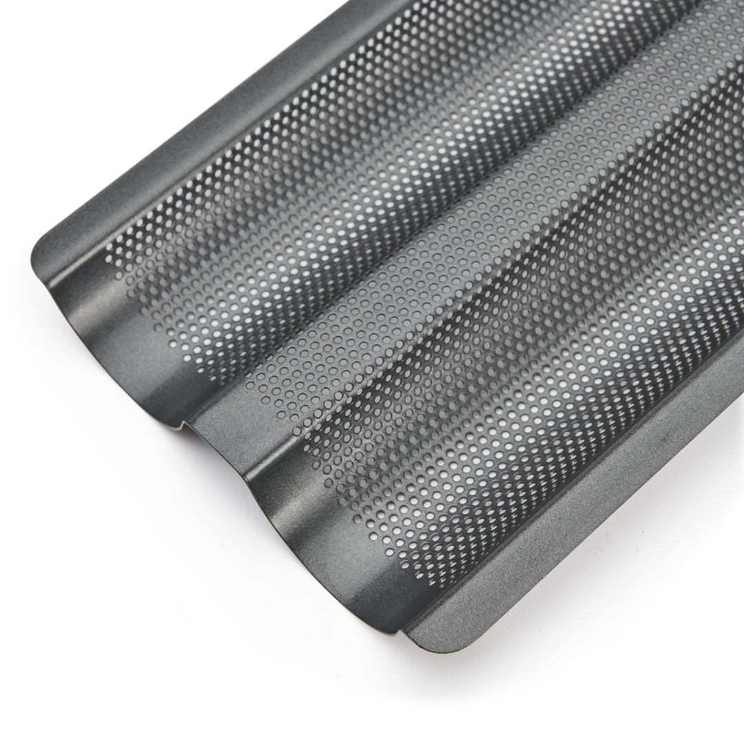 De Buyer Perforated Steel Non-Stick Baguette Tray